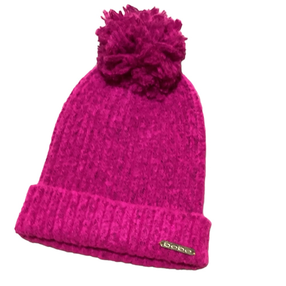 🆕🔥BEBE SLOUCH BEANIE W/POMPOM SUPER CHIC&STYLISH PRETTY/PINK&BEBE EMBLEM NWT!! - Picture 6 of 9
